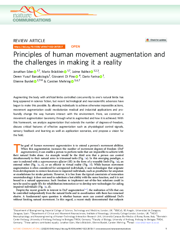 (PDF) Principles of human movement augmentation and the challenges in ...