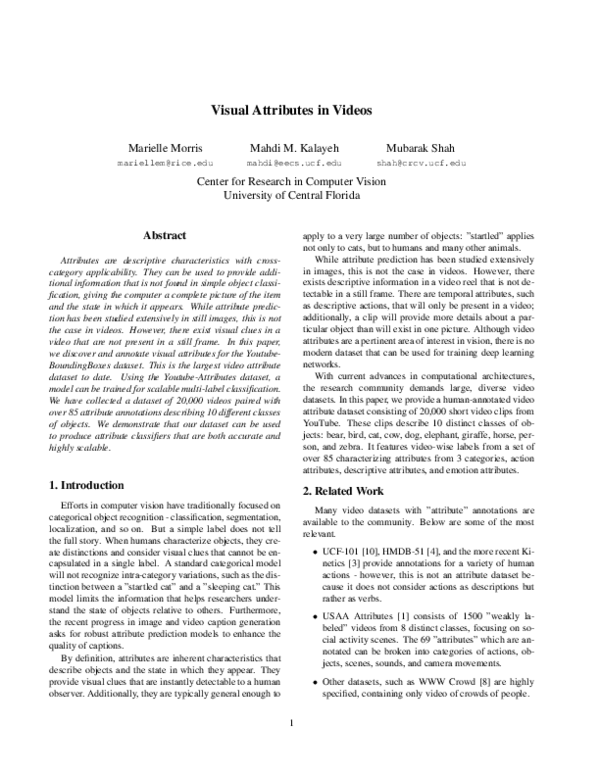 (PDF) Visual Attributes in Videos