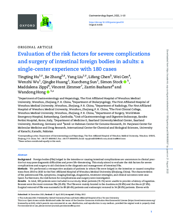 (PDF) Evaluation of the risk factors for severe complications and ...