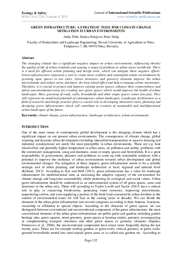 (PDF) Green Infrastructure: A Strategic Tool for Climate Change ...