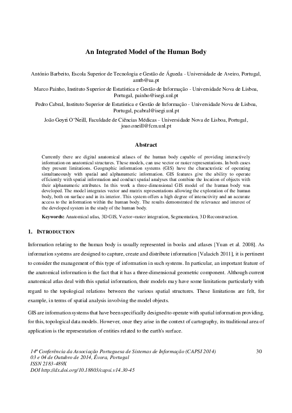 (PDF) An Integrated Model of the Human Body