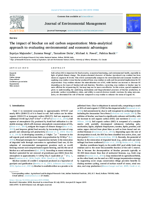 (PDF) The impact of biochar on soil carbon sequestration: Meta ...