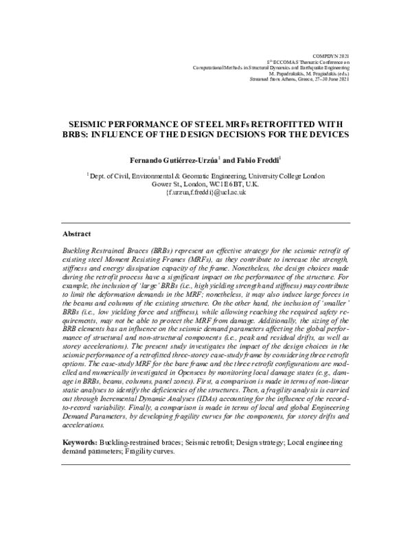 (PDF) Seismic Performance of Steel MRFS Retrofitted with BRBS ...