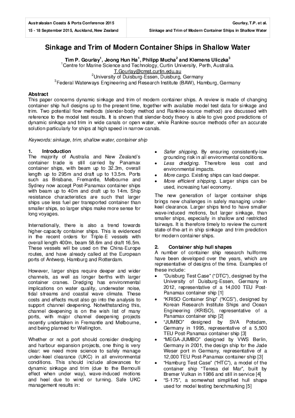 (PDF) Sinkage and Trim of Modern Container Ships in Shallow Water