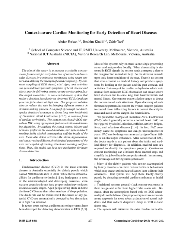 (PDF) Context-aware cardiac monitoring for early detection of heart ...