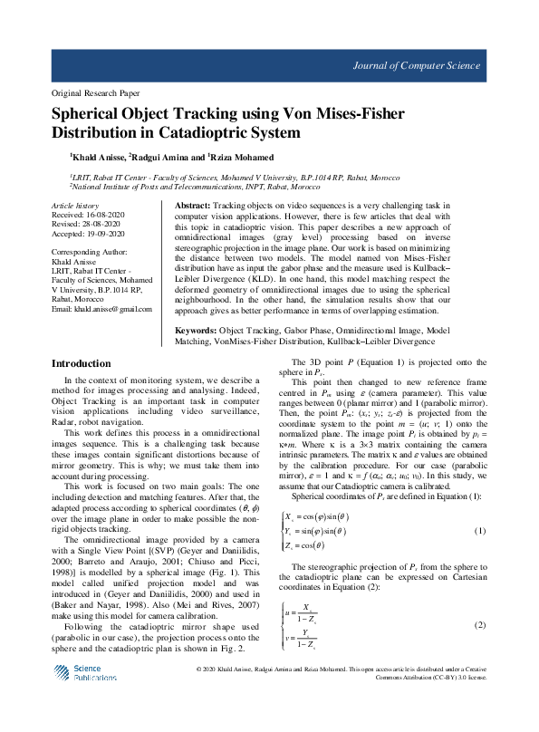 (PDF) Spherical Object Tracking using Von Mises-Fisher Distribution in ...