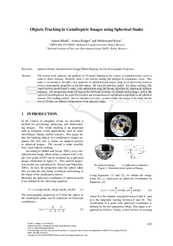 (PDF) Objects Tracking in Catadioptric Images using Spherical Snake
