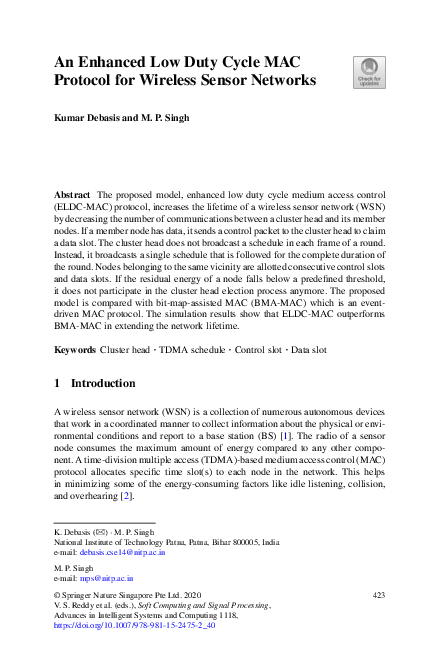 (PDF) An Enhanced Low Duty Cycle MAC Protocol for Wireless Sensor Networks
