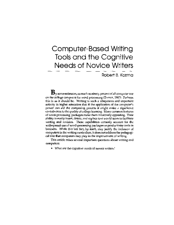 (PDF) Computer-based writing tools and the cognitive needs of novice ...