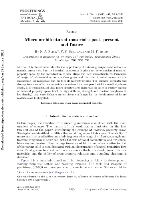 (PDF) Micro-architectured materials: past, present and future