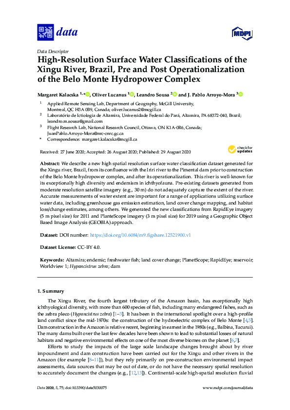 (PDF) High-Resolution Surface Water Classifications of the Xingu River ...