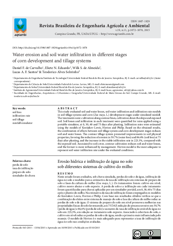 (PDF) Water erosion and soil water infiltration in different stages of ...