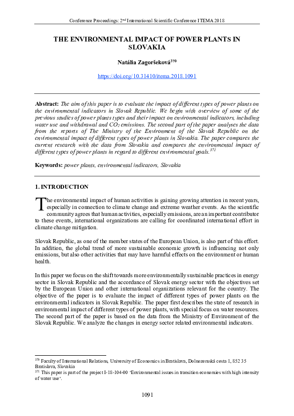 (PDF) The Environmental Impact of Power Plants in Slovakia