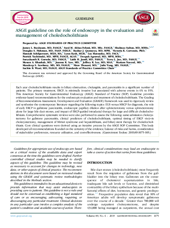 (PDF) ASGE guideline on the role of endoscopy in the evaluation and ...
