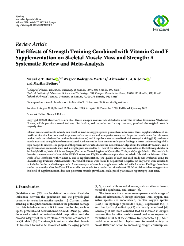 (PDF) The Effects of Strength Training Combined with Vitamin C and E ...