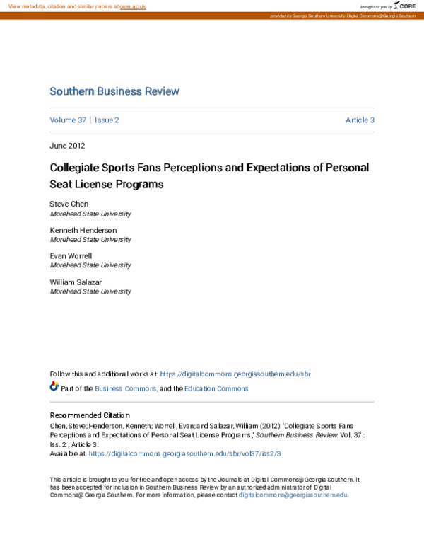 (PDF) Collegiate Sports Fans Perceptions and Expectations of Personal ...
