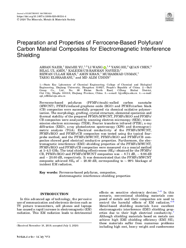 (PDF) Preparation and Properties of Ferrocene-Based Polyfuran/Carbon ...