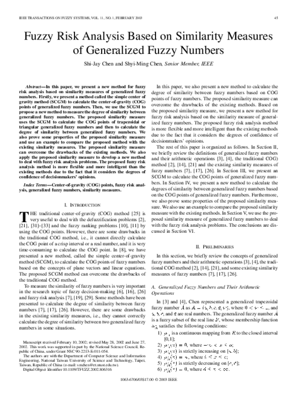 (PDF) Fuzzy risk analysis based on similarity measures between interval ...