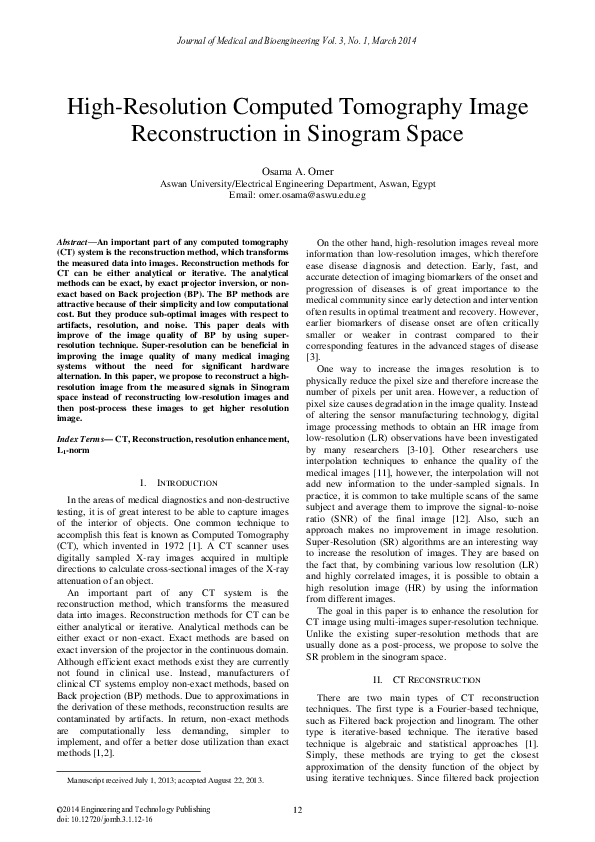 (PDF) High-Resolution Computed Tomography Image Reconstruction in ...