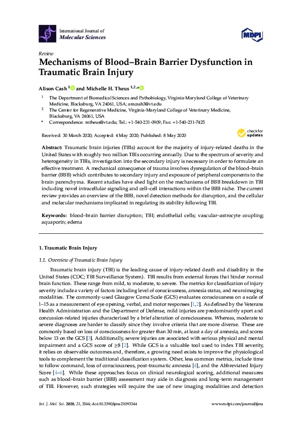 (PDF) Mechanisms of Blood–Brain Barrier Dysfunction in Traumatic Brain ...