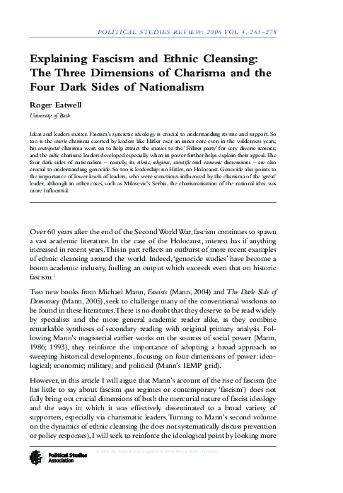 (PDF) Explaining Fascism and Ethnic Cleansing: The Three Dimensions of ...