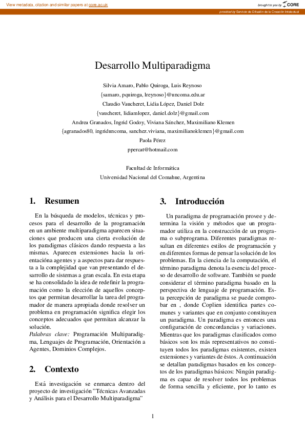 (PDF) Desarrollo multiparadigma | Lidia Marina López - Academia.edu