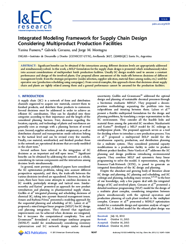 (PDF) Integrated Modeling Framework for Supply Chain Design Considering ...