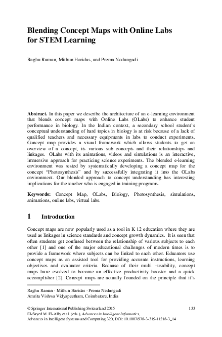 (PDF) Blending Concept Maps with Online Labs for STEM Learning | Raghu ...