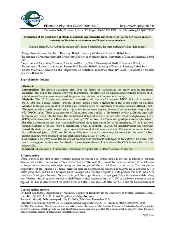 (PDF) Evaluation of the antibacterial effects of aqueous and ethanolic ...