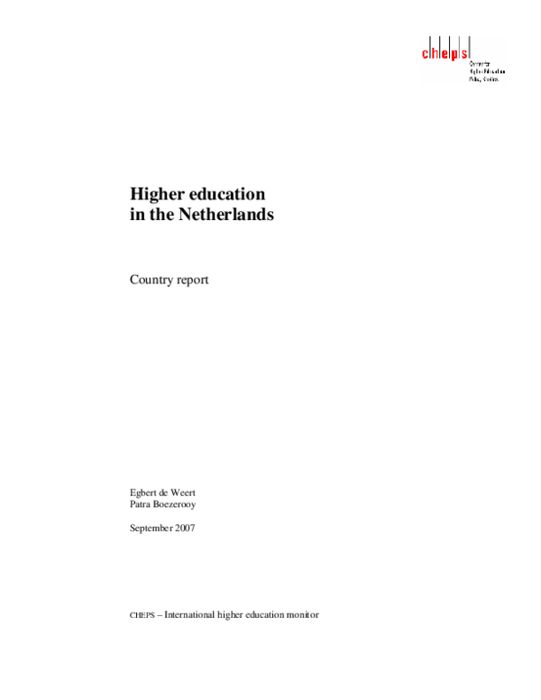 (PDF) Higher education in the Netherlands : country report