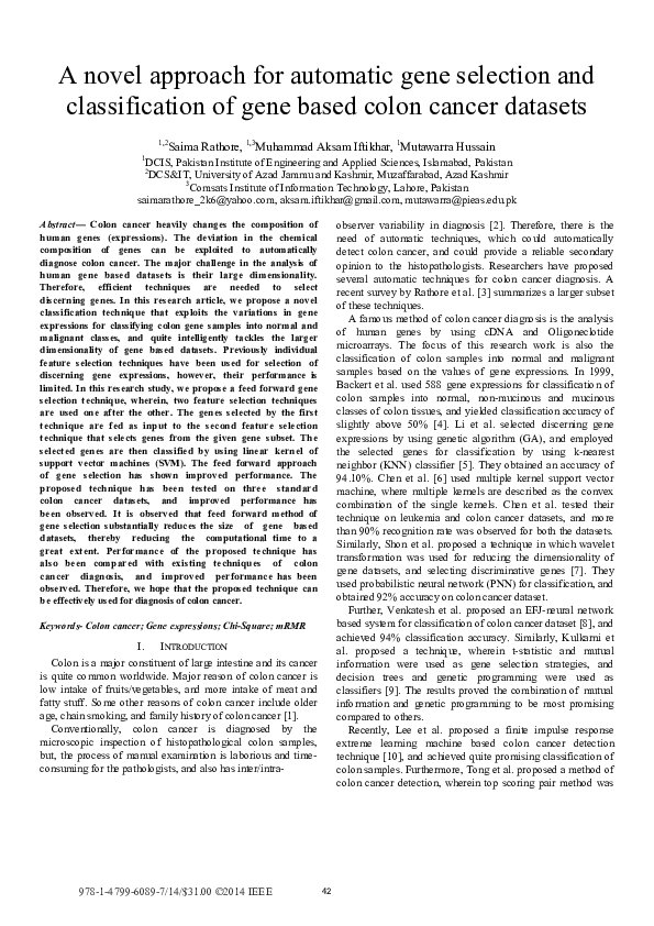 (PDF) A novel approach for automatic gene selection and classification ...
