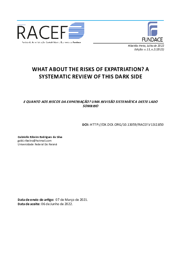 (PDF) What About the Risks of Expatriation? A Systematic Review of This ...