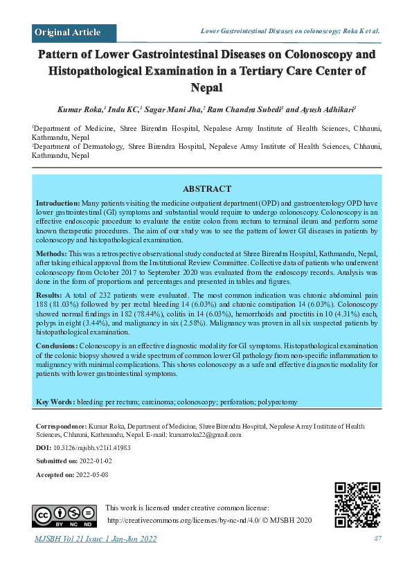 (PDF) Pattern of Lower Gastrointestinal Diseases on Colonoscopy and ...