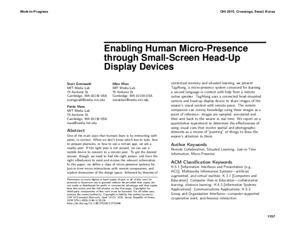 (PDF) Enabling Human Micro-Presence through Small-Screen Head-up ...