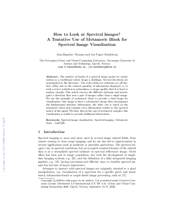 (PDF) How to Look at Spectral Images? A Tentative Use of Metameric ...