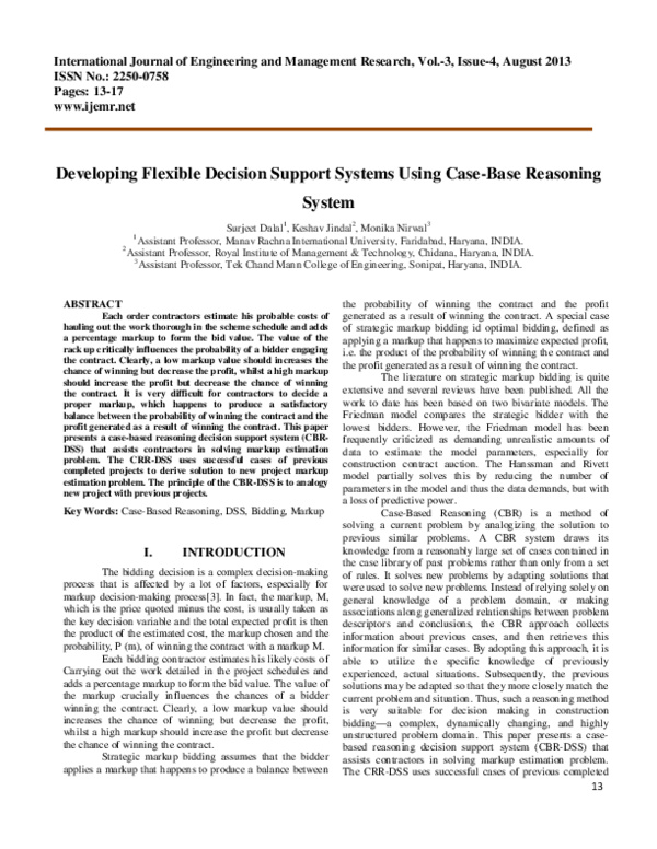 (PDF) Developing Flexible Decision Support Systems Using Case-Base ...