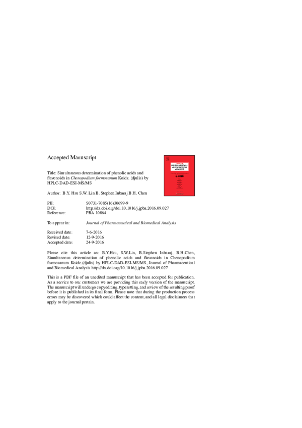 (PDF) Simultaneous Determination of Phenolic Acids in Water Caltrop by ...