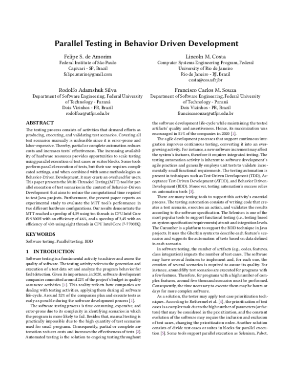 (PDF) Parallel Testing in Behavior Driven Development