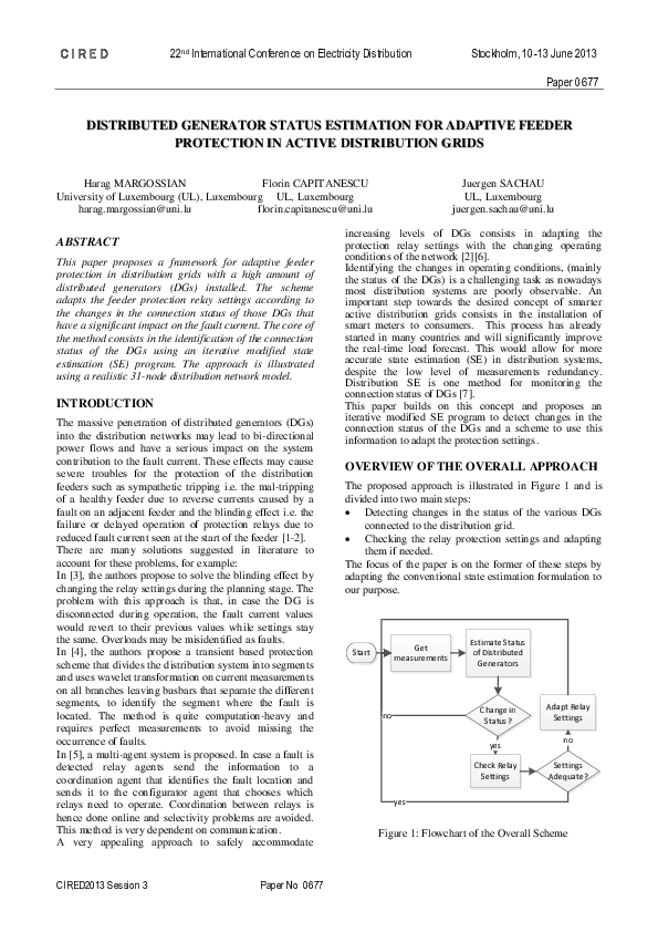 (PDF) Distributed generator status estimation for adaptive feeder ...