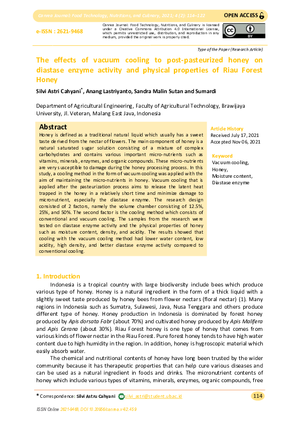 (PDF) The effects of vacuum cooling to postpasteurized honey on