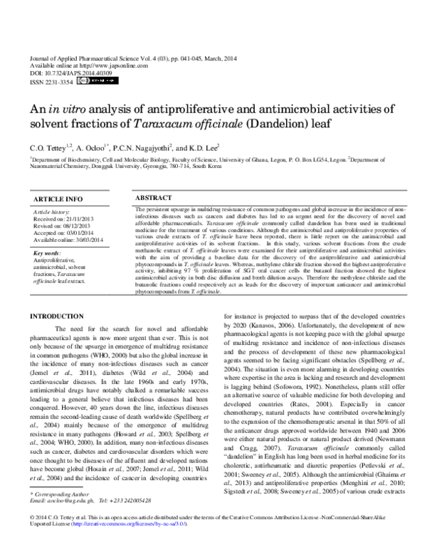 (PDF) An in vitro analysis of antiproliferative and antimicrobial ...