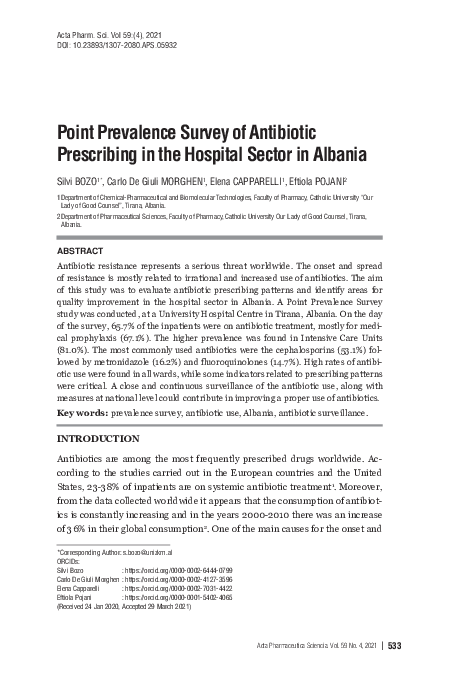 (PDF) Point Prevalence Survey of Antibiotic Prescribing in the Hospital ...