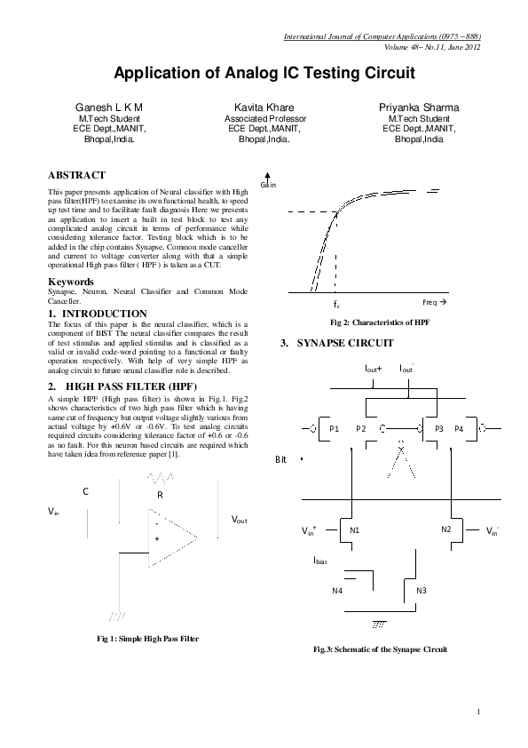 (PDF) Application of Analog IC Testing Circuit