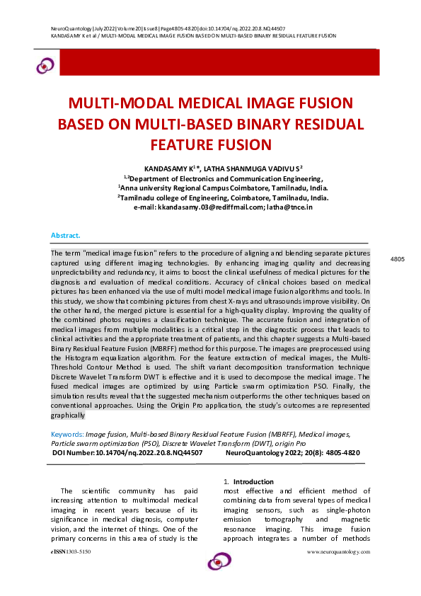 (PDF) MULTI-MODAL MEDICAL IMAGE FUSION BASED ON MULTI-BASED BINARY ...