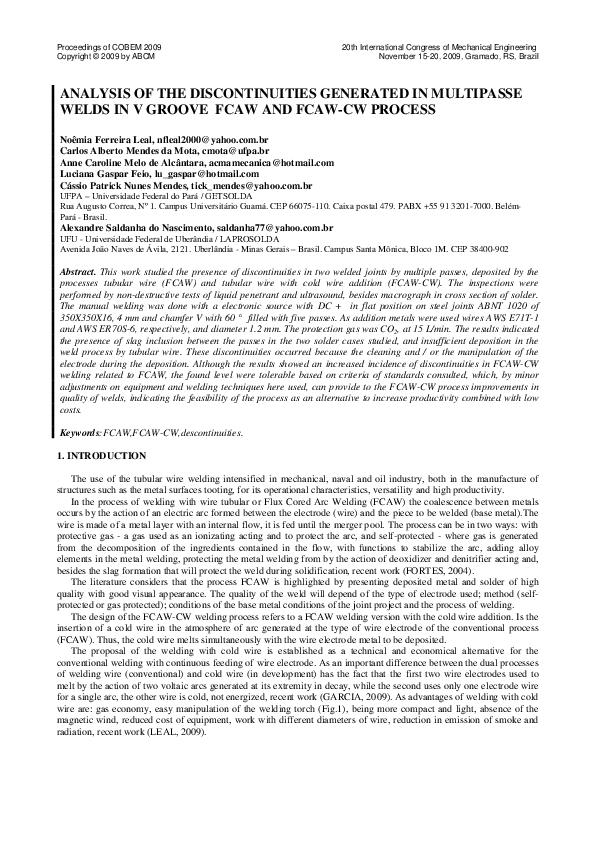 (PDF) Analysis of the Discontinuities Generated in Multipasse Welds in ...