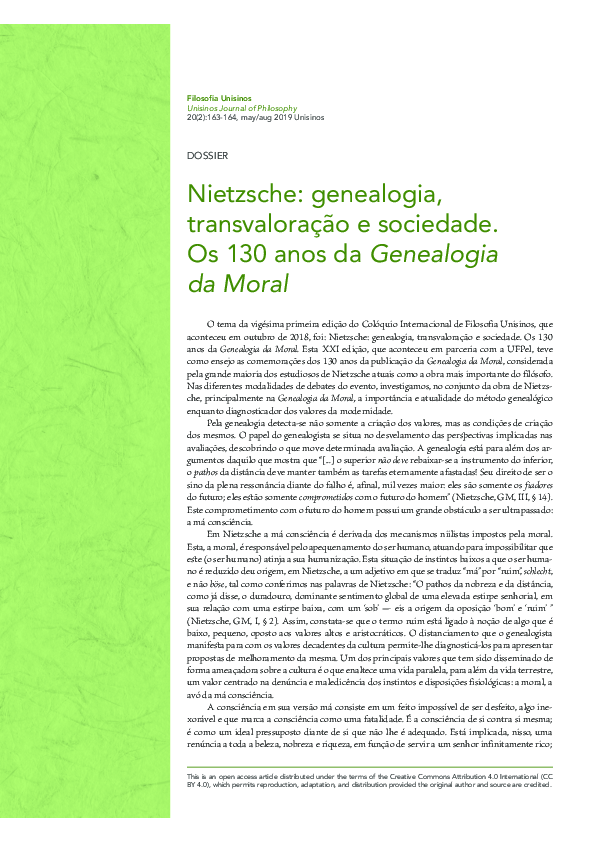 (PDF) Apresentação: Nietzsche: genealogia, transvaloração e sociedade ...