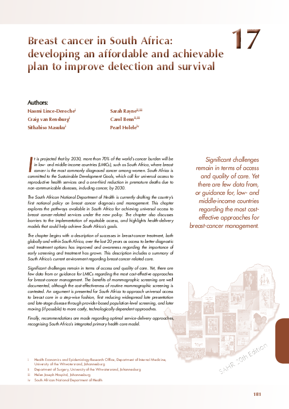 (PDF) Breast cancer in South Africa: developing an affordable and ...