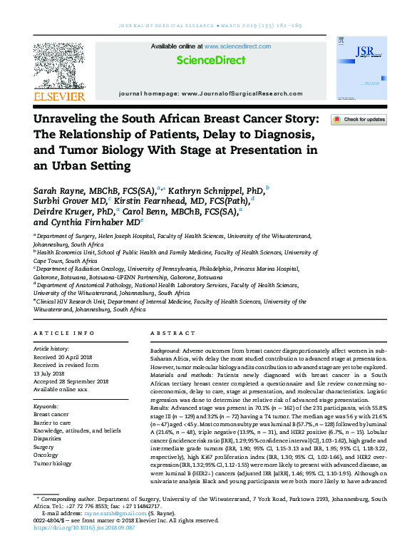 (PDF) Unraveling the South African Breast Cancer Story: The ...