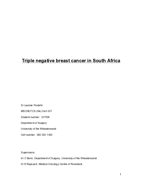 (PDF) Triple negative breast cancer in a South African urban breast ...