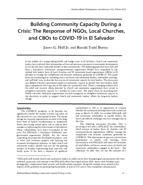 (PDF) Building Community Capacity During a Crisis